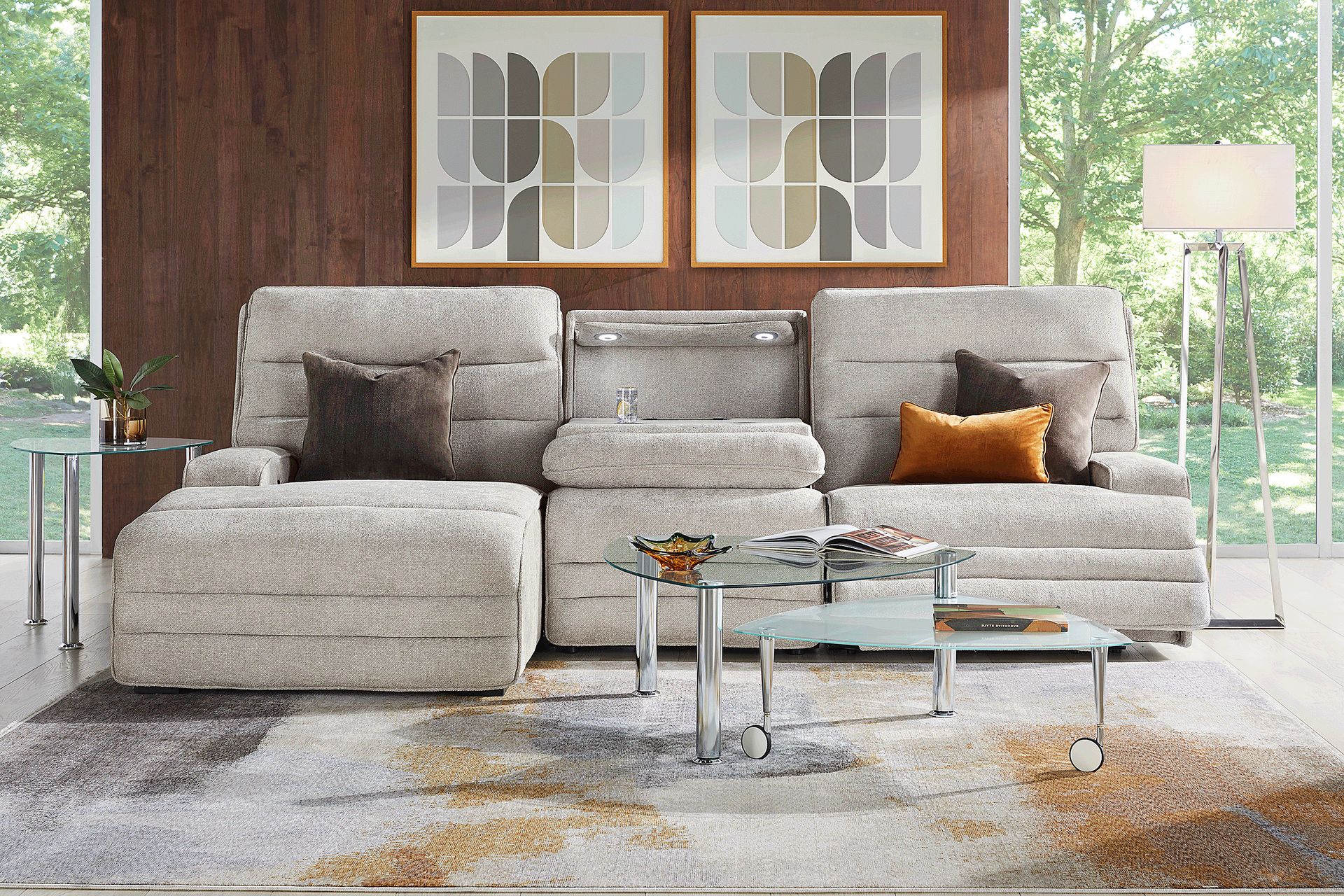 Hadley Park Beige 3 Pc Dual Power Reclining Sectional - Image 2