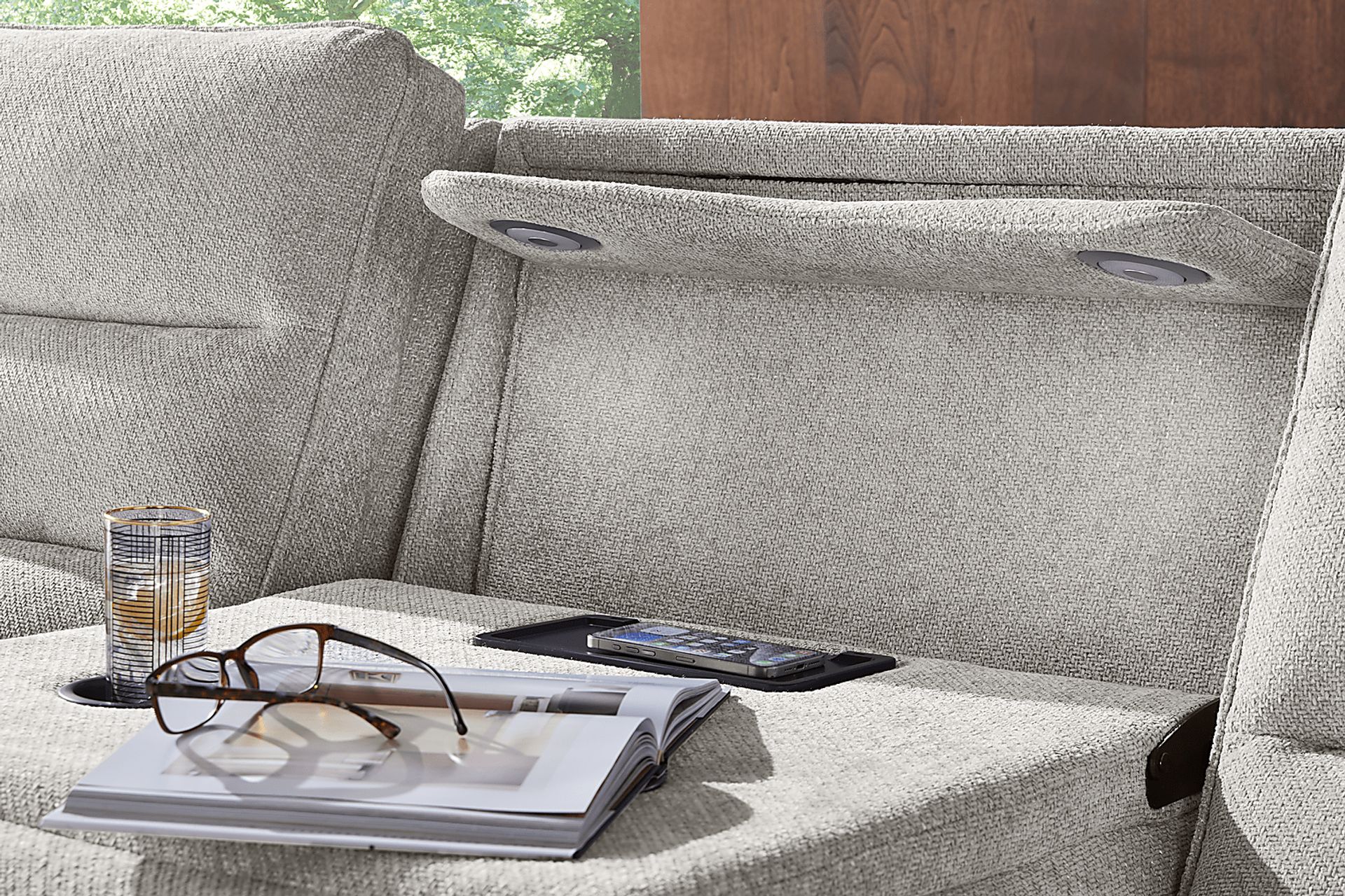 Hadley Park Beige 3 Pc Dual Power Reclining Sectional - Image 18