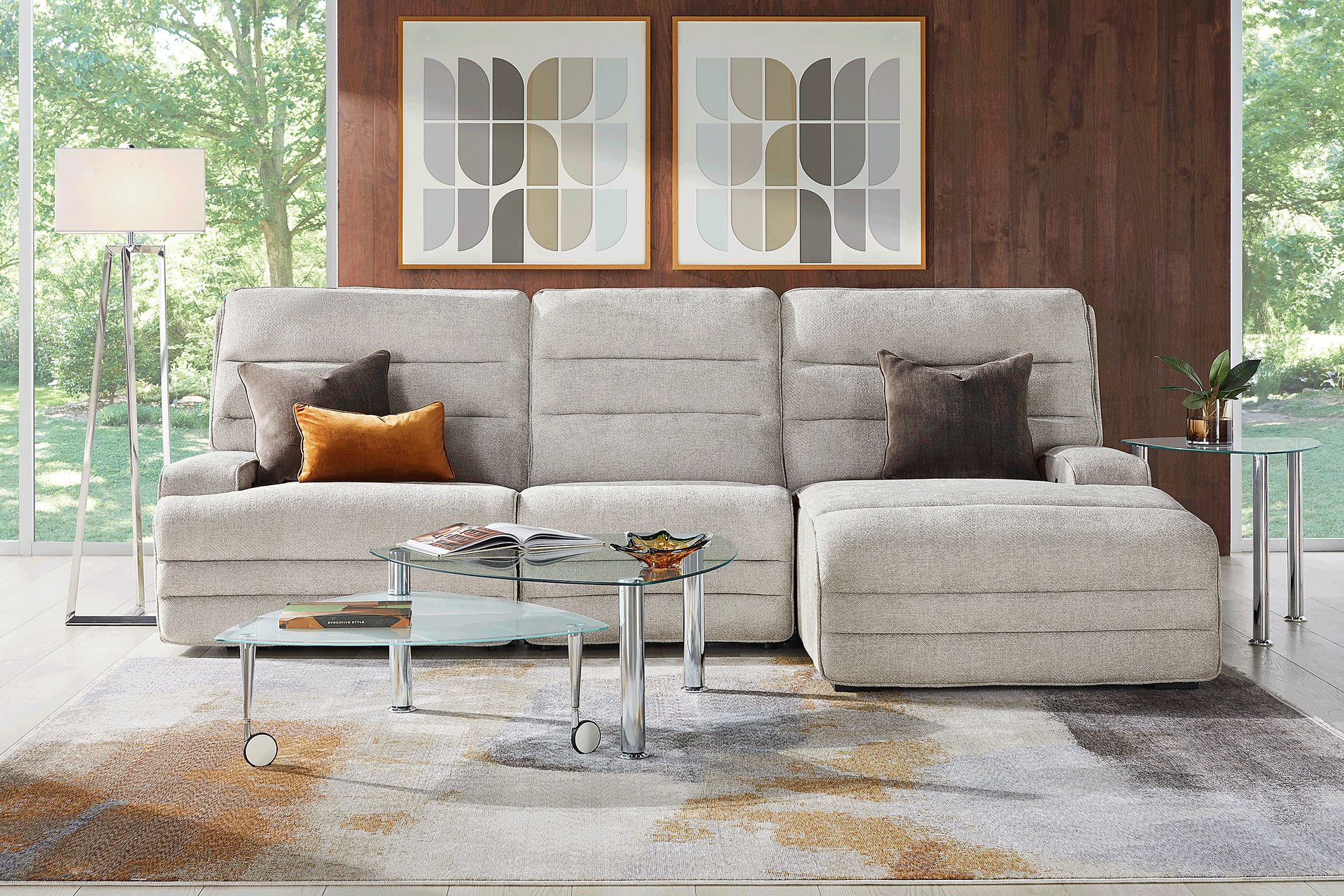 Hadley Park Beige 3 Pc Dual Power Reclining Sectional - Image 3