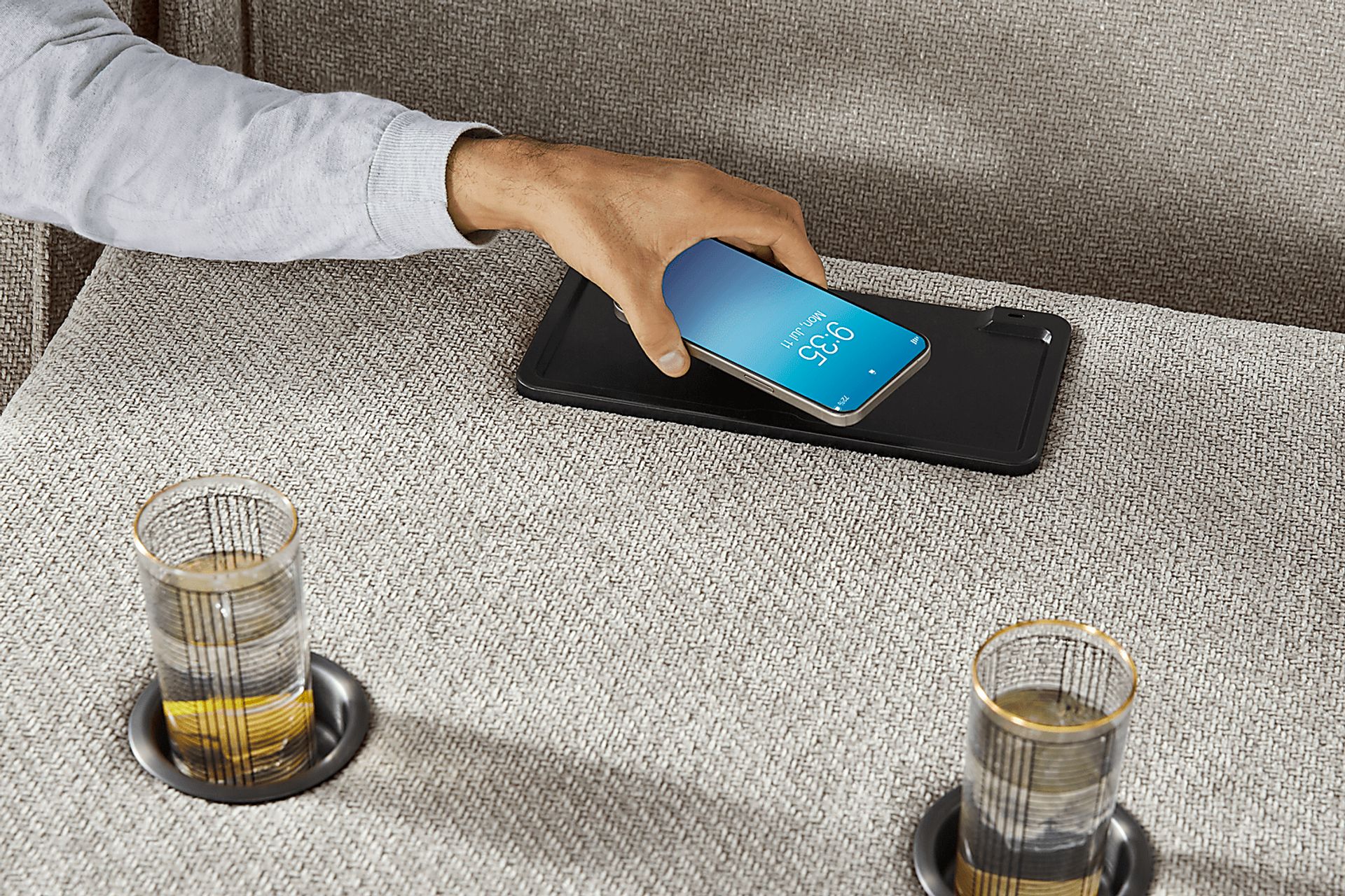 Hadley Park Beige 3 Pc Dual Power Reclining Sectional - Image 8