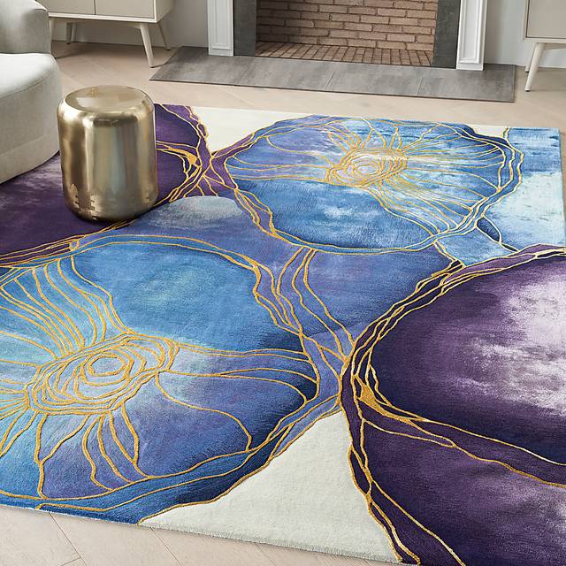 Haebao Blue/Gold 5'6 x 7'5 Rug - Thumbnail - Image 2