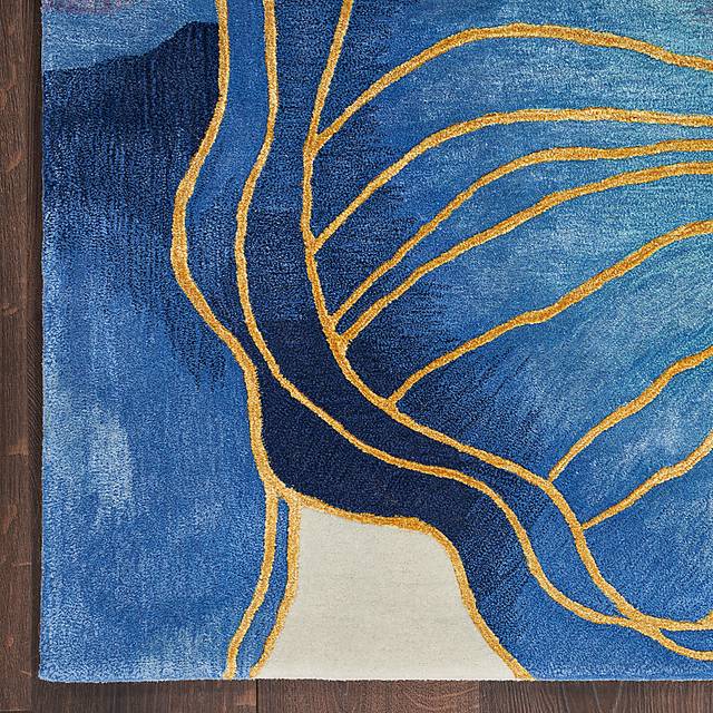 Haebao Blue/Gold 5'6 x 7'5 Rug - Thumbnail - Image 3