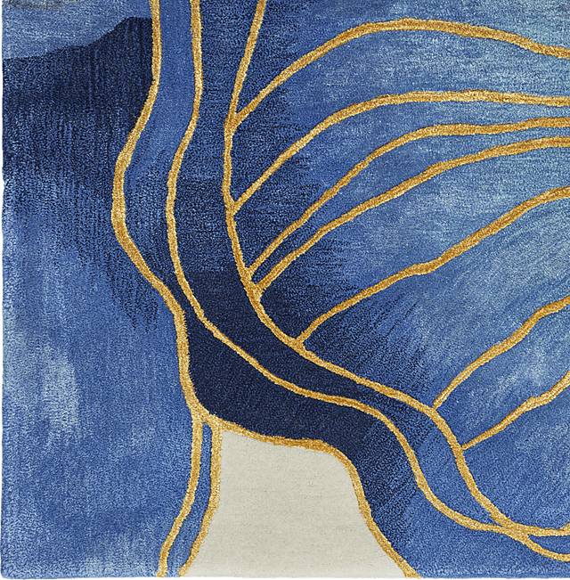 Haebao Blue/Gold 5'6 x 7'5 Rug - Thumbnail - Image 5