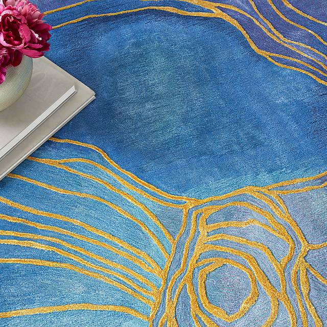 Haebao Blue/Gold 5'6 x 7'5 Rug - Thumbnail - Image 6