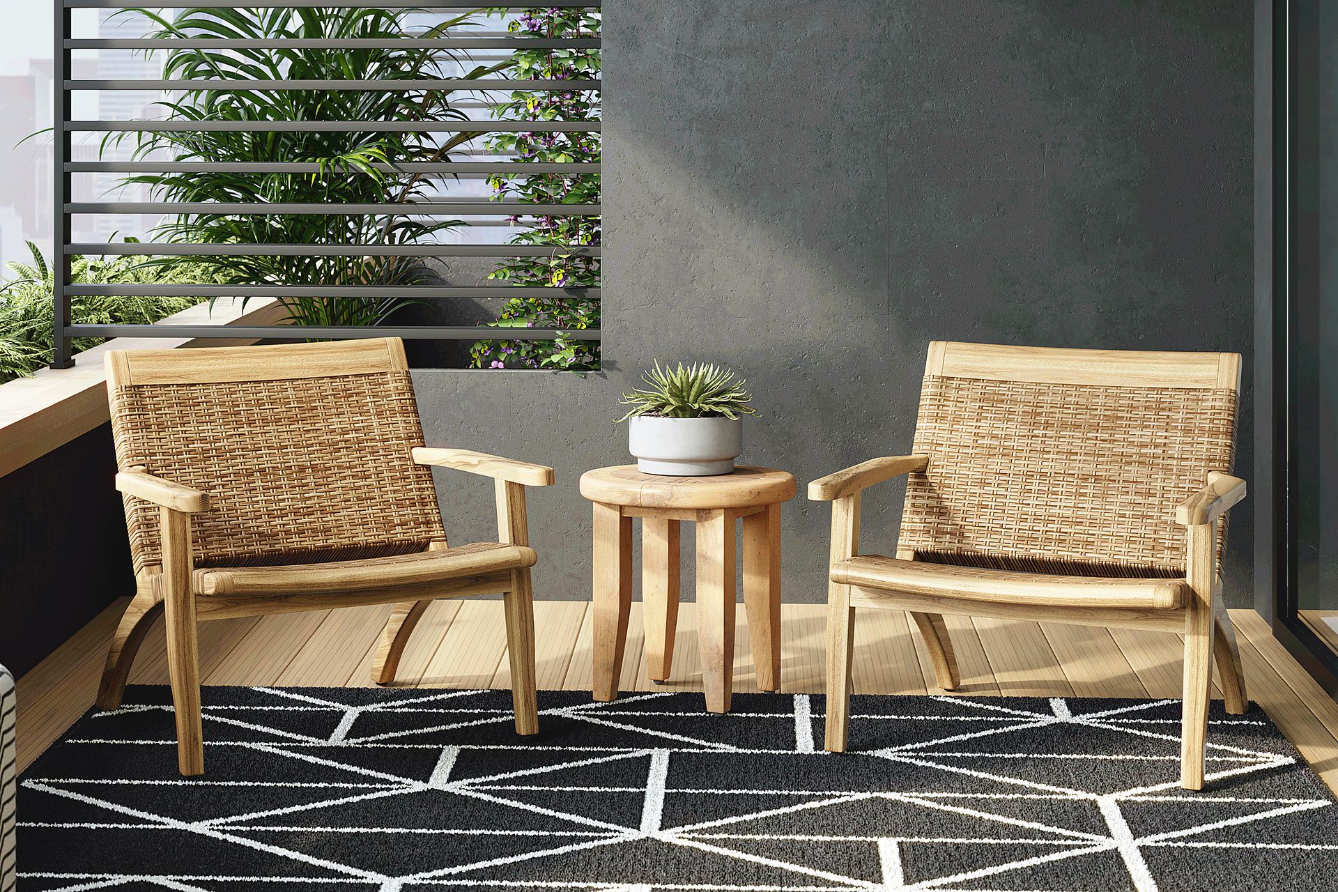 Hagen Teak 3 Pc Outdoor Seating Set - Image 1