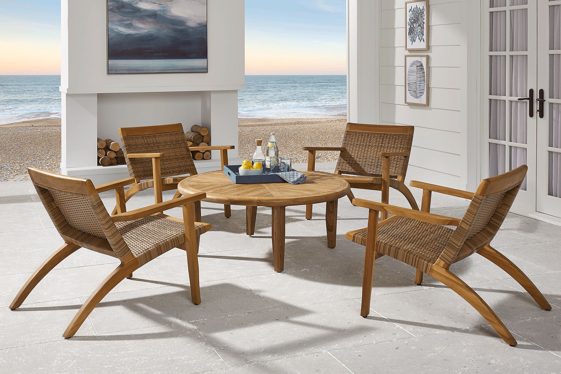 Hagen Teak 5 Pc Round Outdoor Chat Seating Set - Image 1