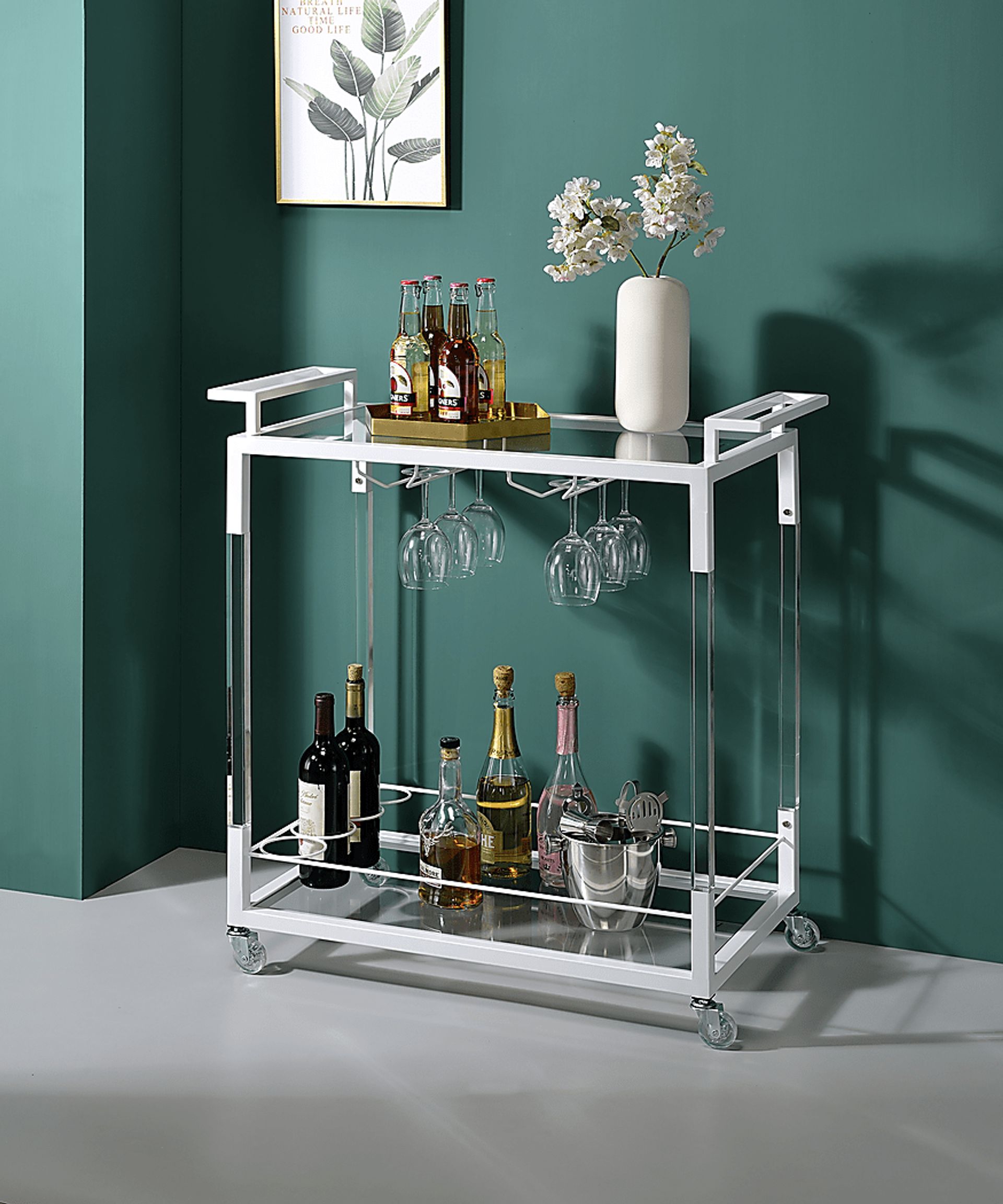Haislip White Bar Cart - Image 2