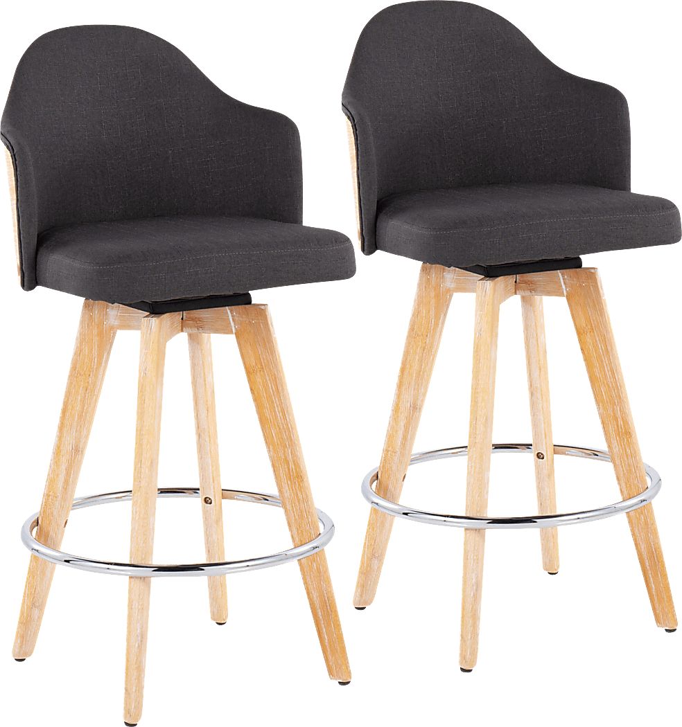 Hakea Charcoal Counter Height Stool, Set of 2