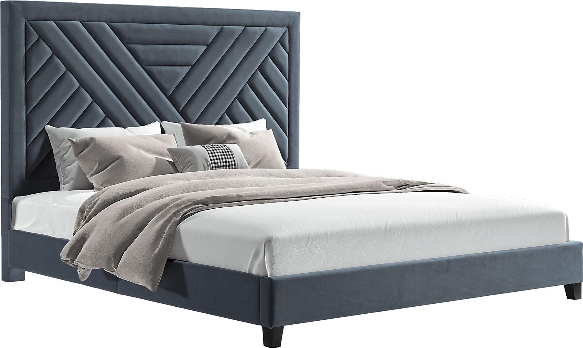 Halbeck Charcoal 3 Pc King Upholstered Bed - Image 2