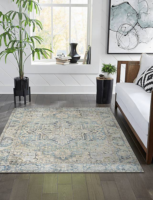 Haldia Blue 6'3 x 9'6 Machine Washable Rug - Thumbnail - Image 2