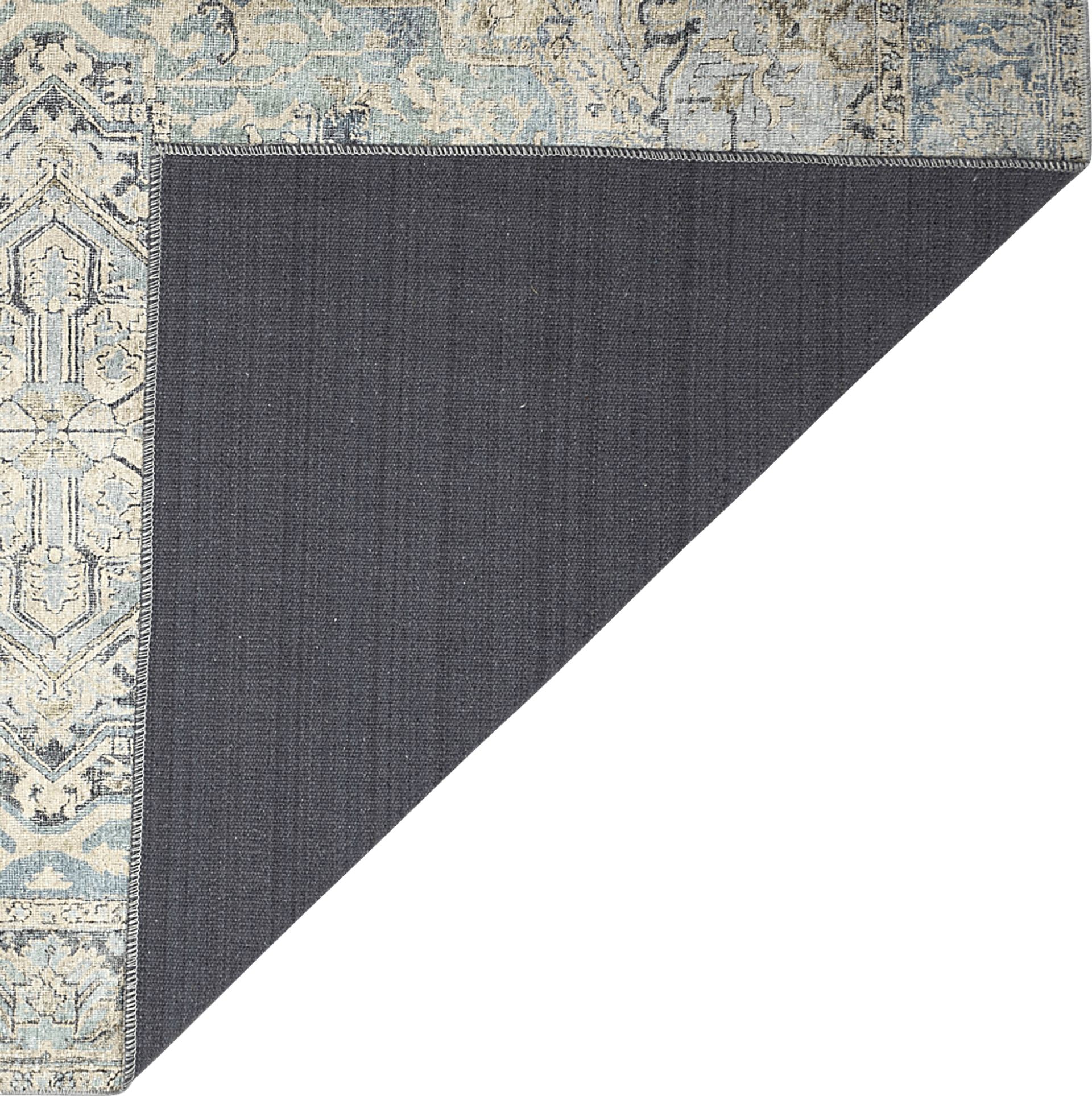 Haldia Blue 6'3 x 9'6 Machine Washable Rug - Image 5