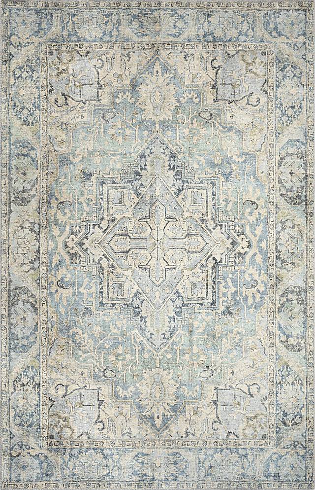 Haldia Blue 6'3 x 9'6 Machine Washable Rug - Thumbnail - Image 1