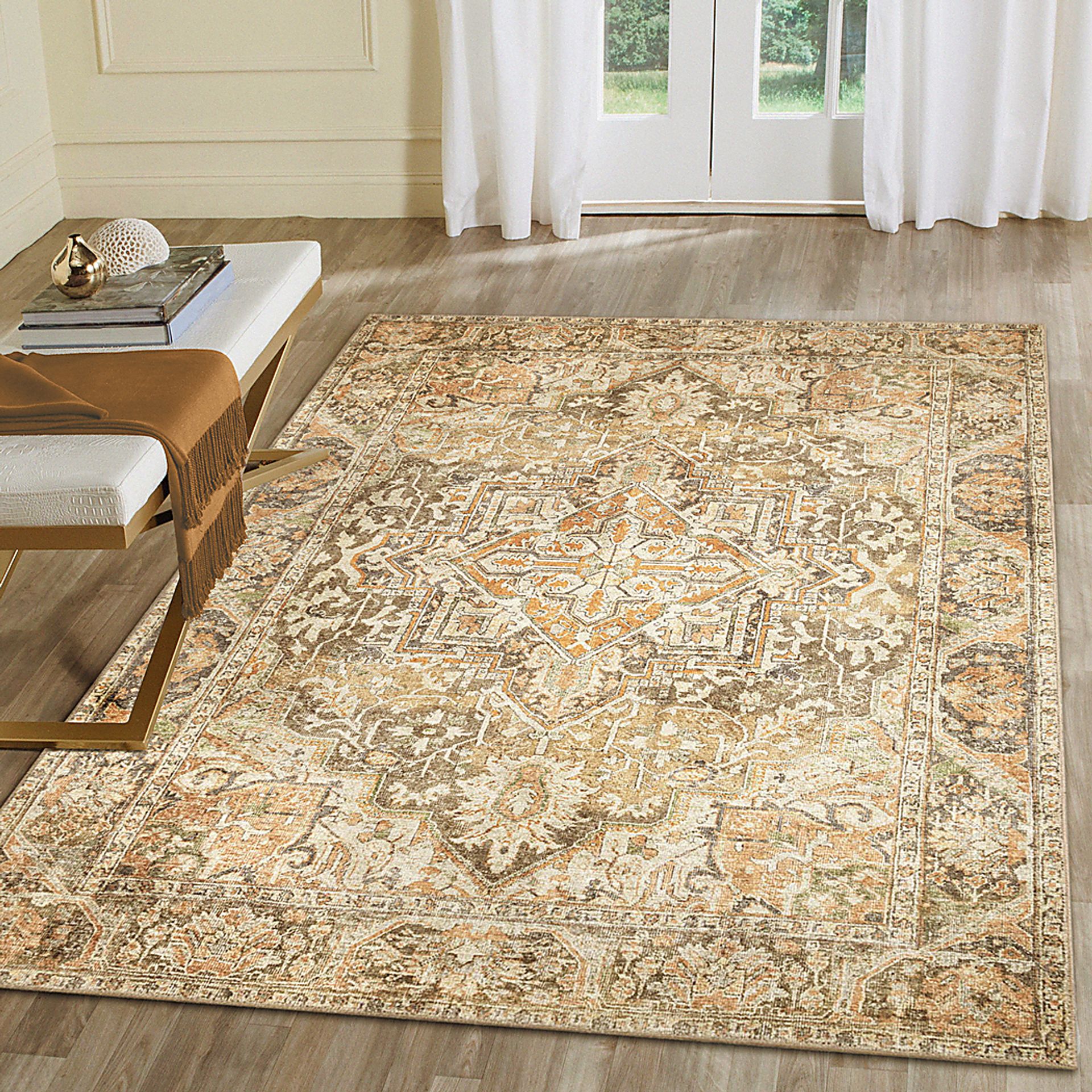 Haldia Brown 5 x 7'6 Machine Washable Rug - Image 3