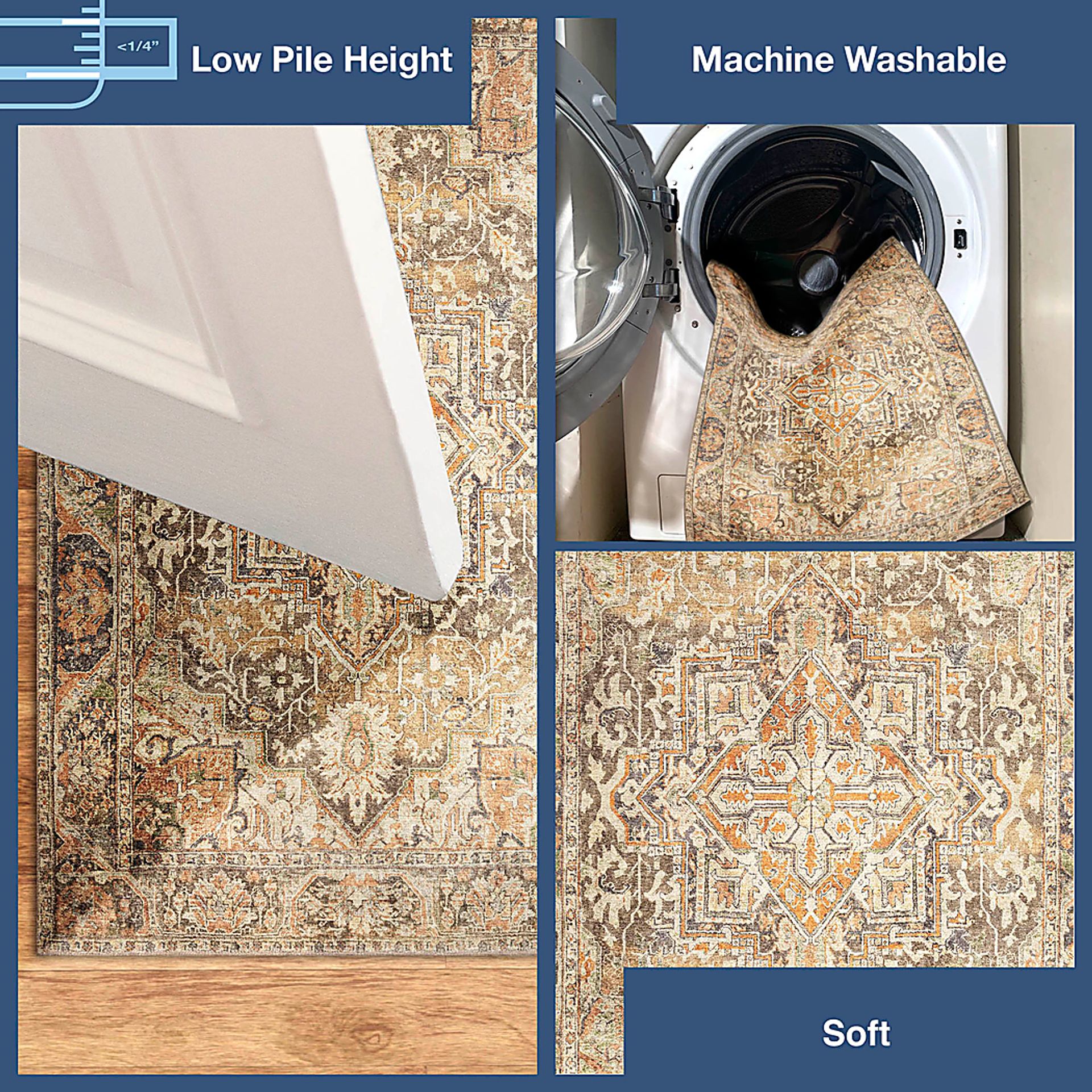 Haldia Brown 6'3 x 9'6 Machine Washable Rug - Image 4