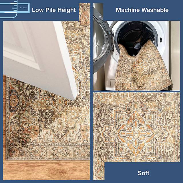 Haldia Brown 7'6 x 9'6 Machine Washable Rug - Thumbnail - Image 4