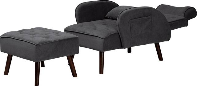 Halijen Gray Recliner and Ottoman Set - Thumbnail - Image 3