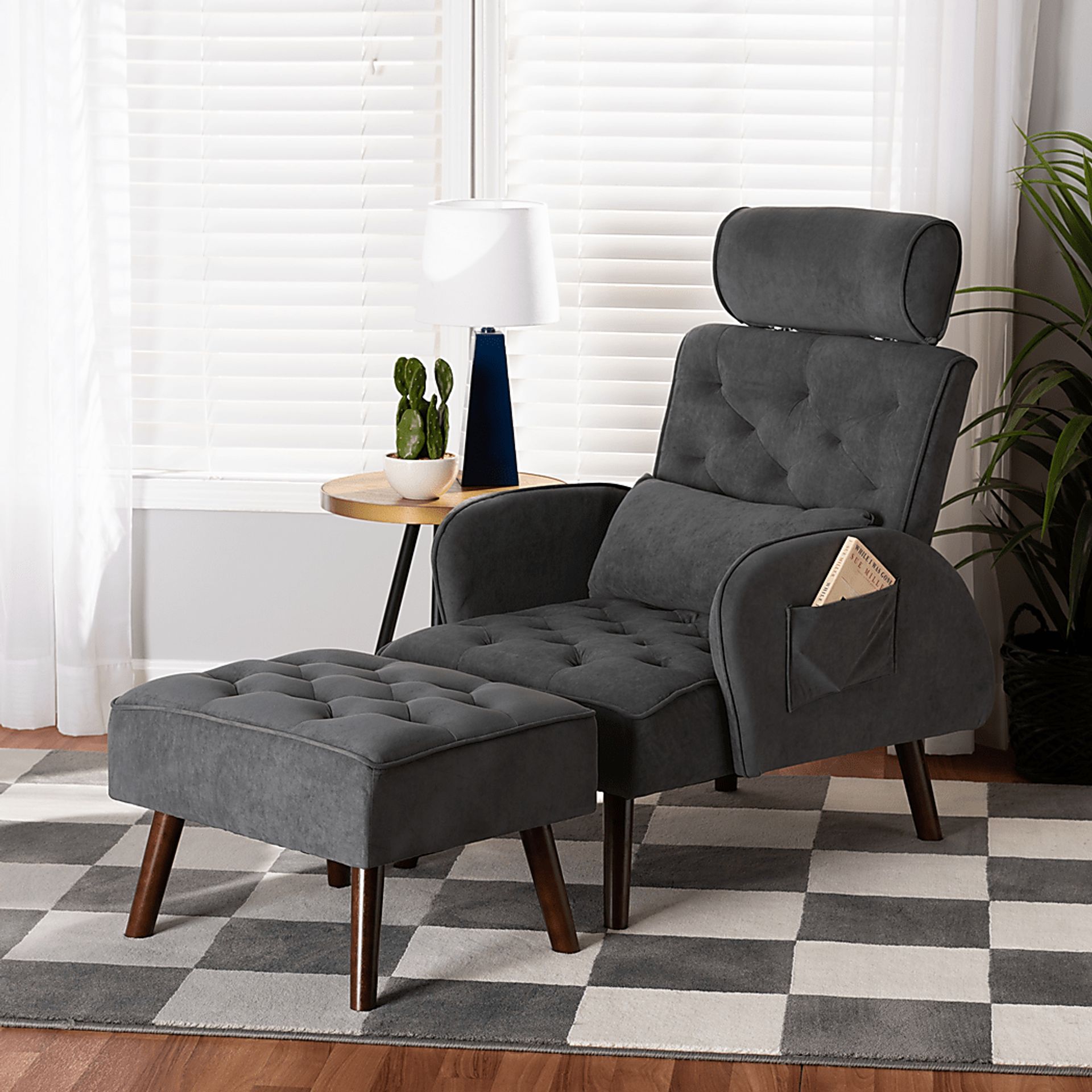 Halijen Gray Recliner and Ottoman Set - Image 8
