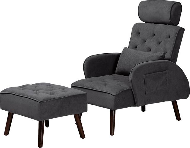 Halijen Gray Recliner and Ottoman Set - Thumbnail - Image 1