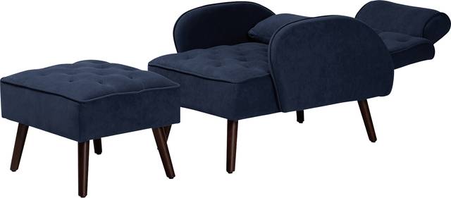 Halijen Navy Recliner and Ottoman Set - Thumbnail - Image 3