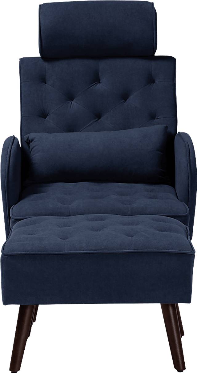 Halijen Navy Recliner and Ottoman Set - Thumbnail - Image 4