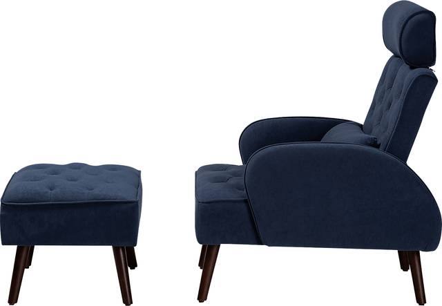 Halijen Navy Recliner and Ottoman Set - Thumbnail - Image 5