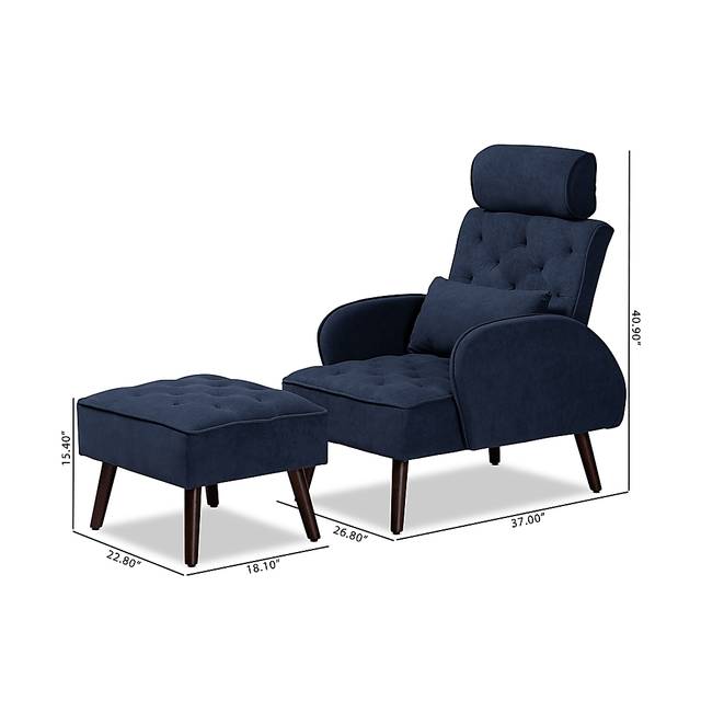 Halijen Navy Recliner and Ottoman Set - Thumbnail - Image 9