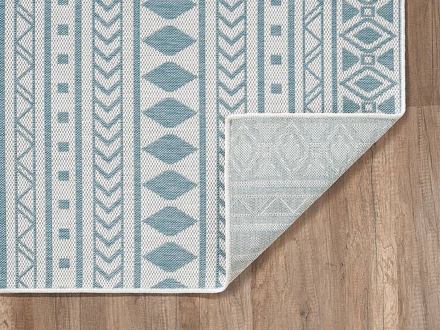 Halinora Ivory/Aqua 5'3 x 7'7 Indoor/Outdoor Rug - Thumbnail - Image 5