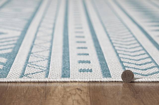 Halinora Ivory/Aqua 5'3 x 7'7 Indoor/Outdoor Rug - Thumbnail - Image 6