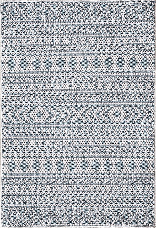 Halinora Ivory/Aqua 5'3 x 7'7 Indoor/Outdoor Rug - Thumbnail - Image 1