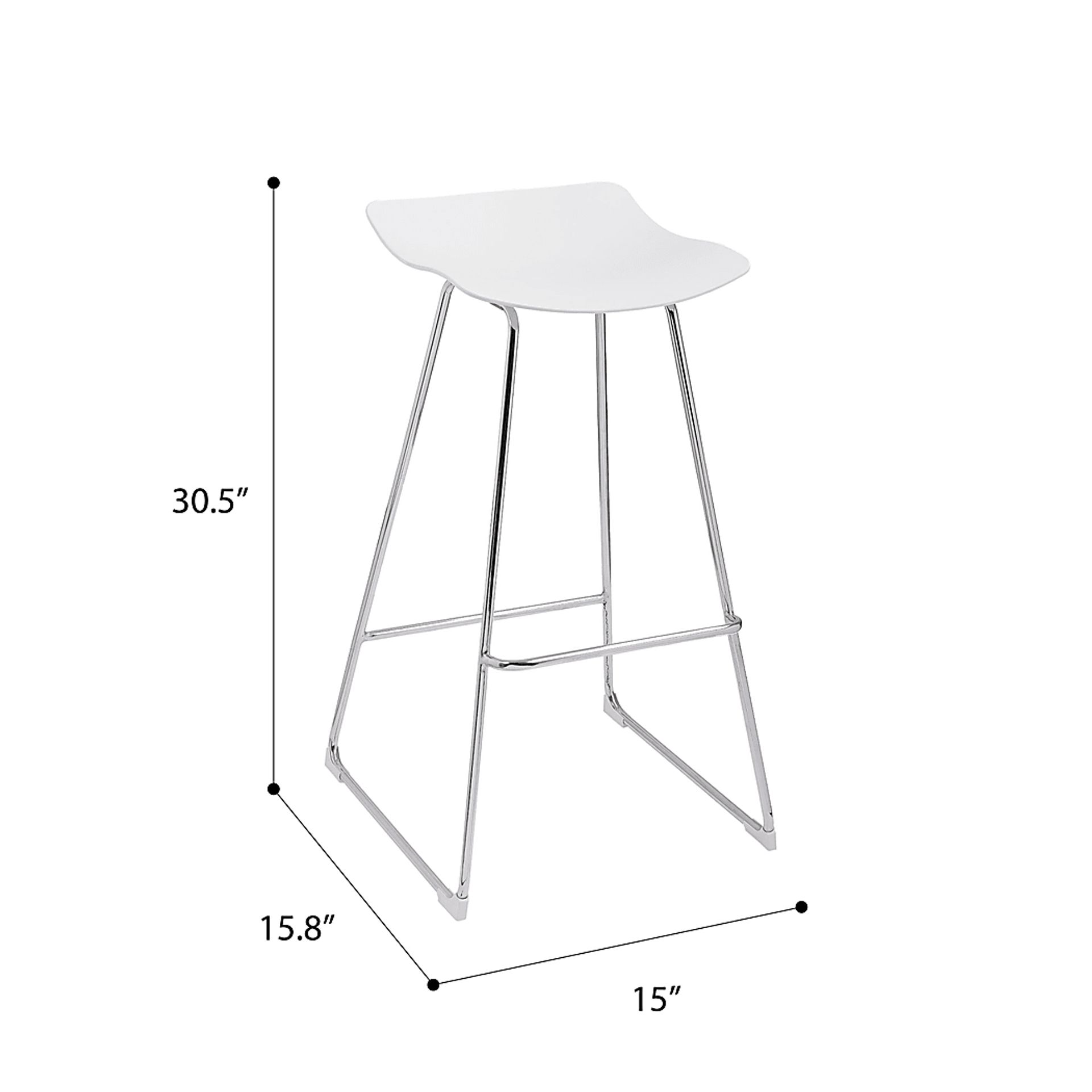 Hall Curve White Barstool, Set of 2 - Image 5
