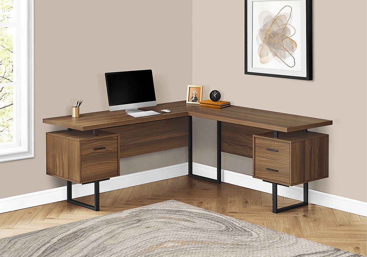 Halladay Walnut Dark Wood Desk | Rooms to Go