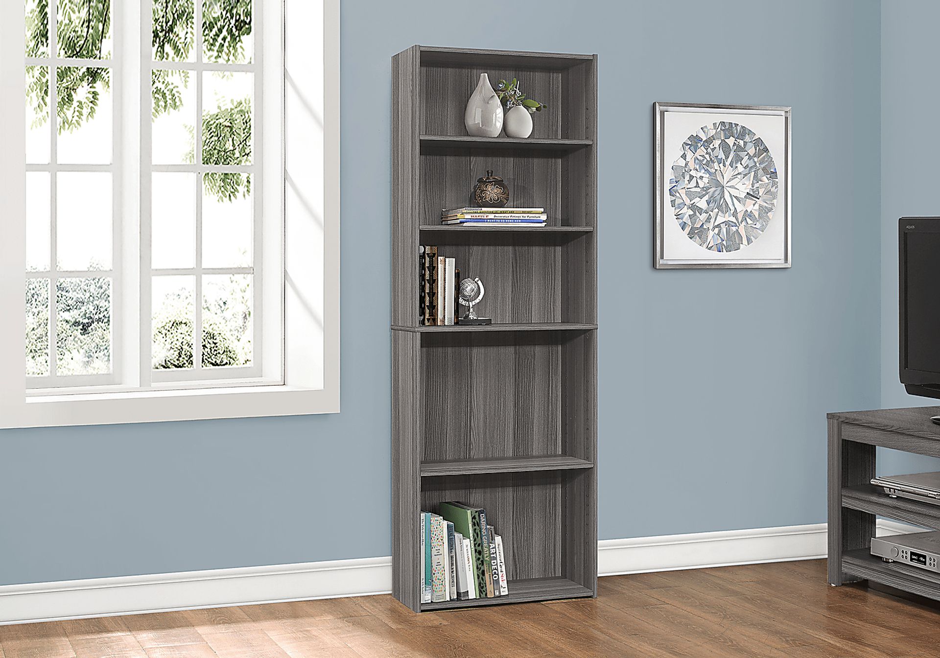 Hallbrook Gray Bookcase - Image 2