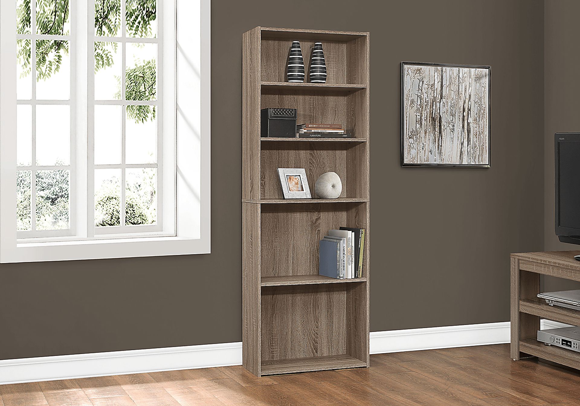 Hallbrook Taupe Bookcase - Image 2