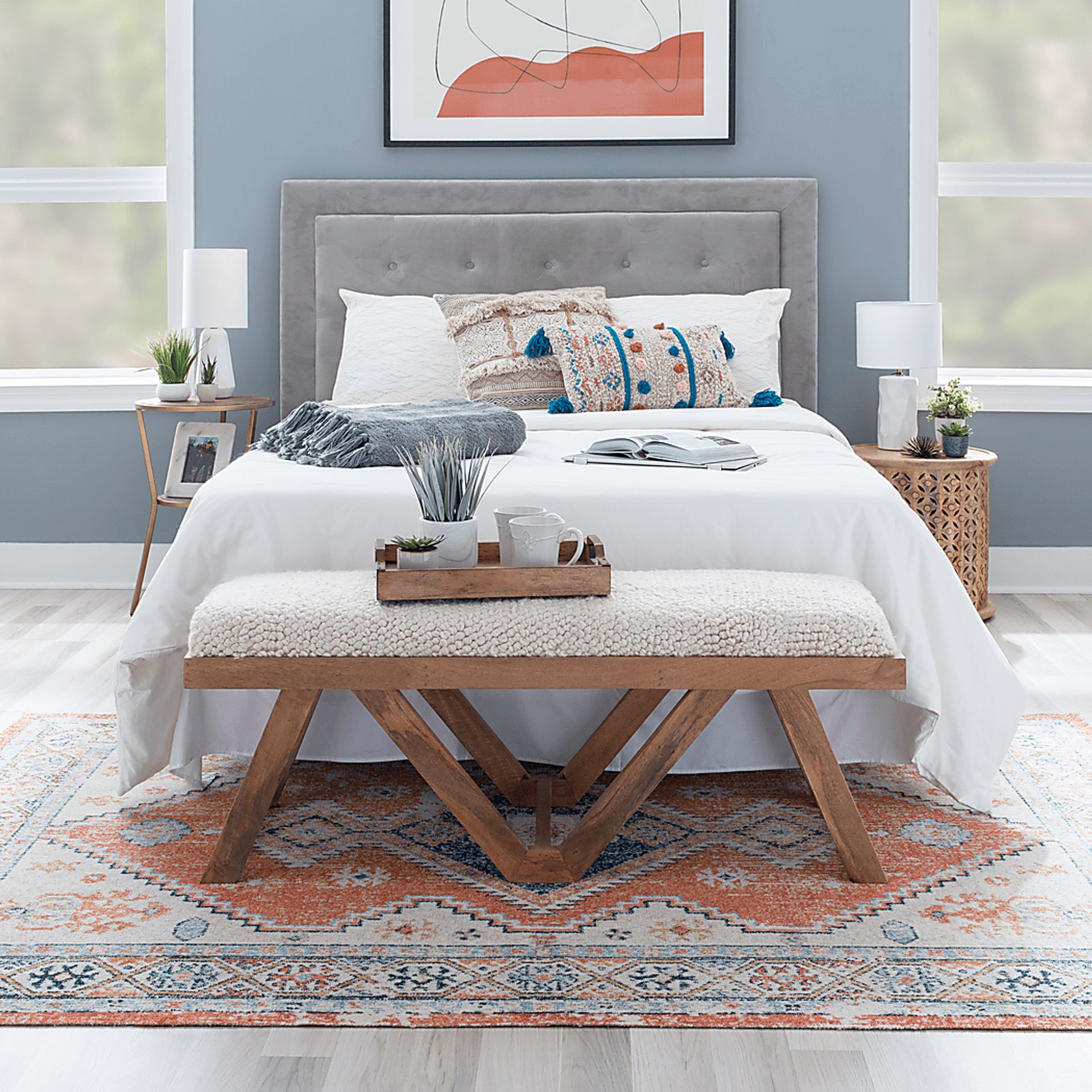 Halning Cream Accent Bench - Image 3