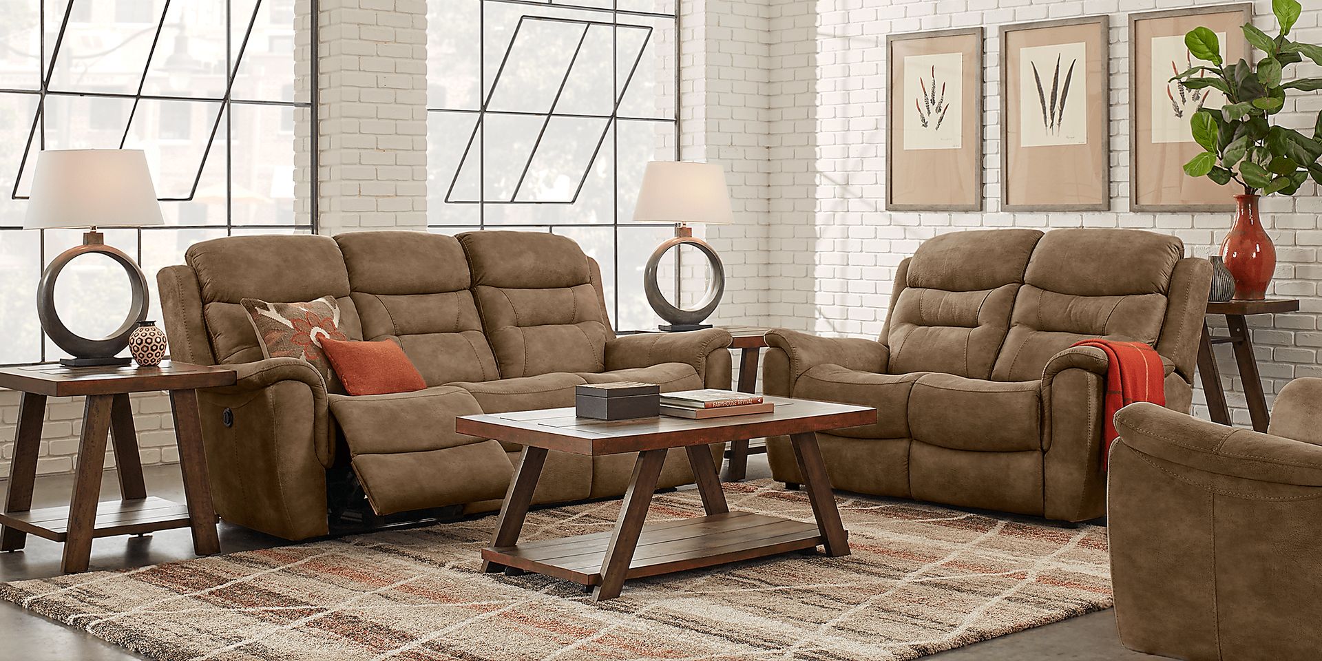 Halton Hills Brown 5 Pc Living Room with Reclining Sofa - Image 1