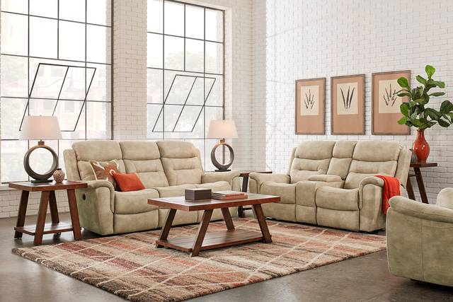 Halton Hills Sand 3 Pc Power Reclining Living Room - Thumbnail - Image 1