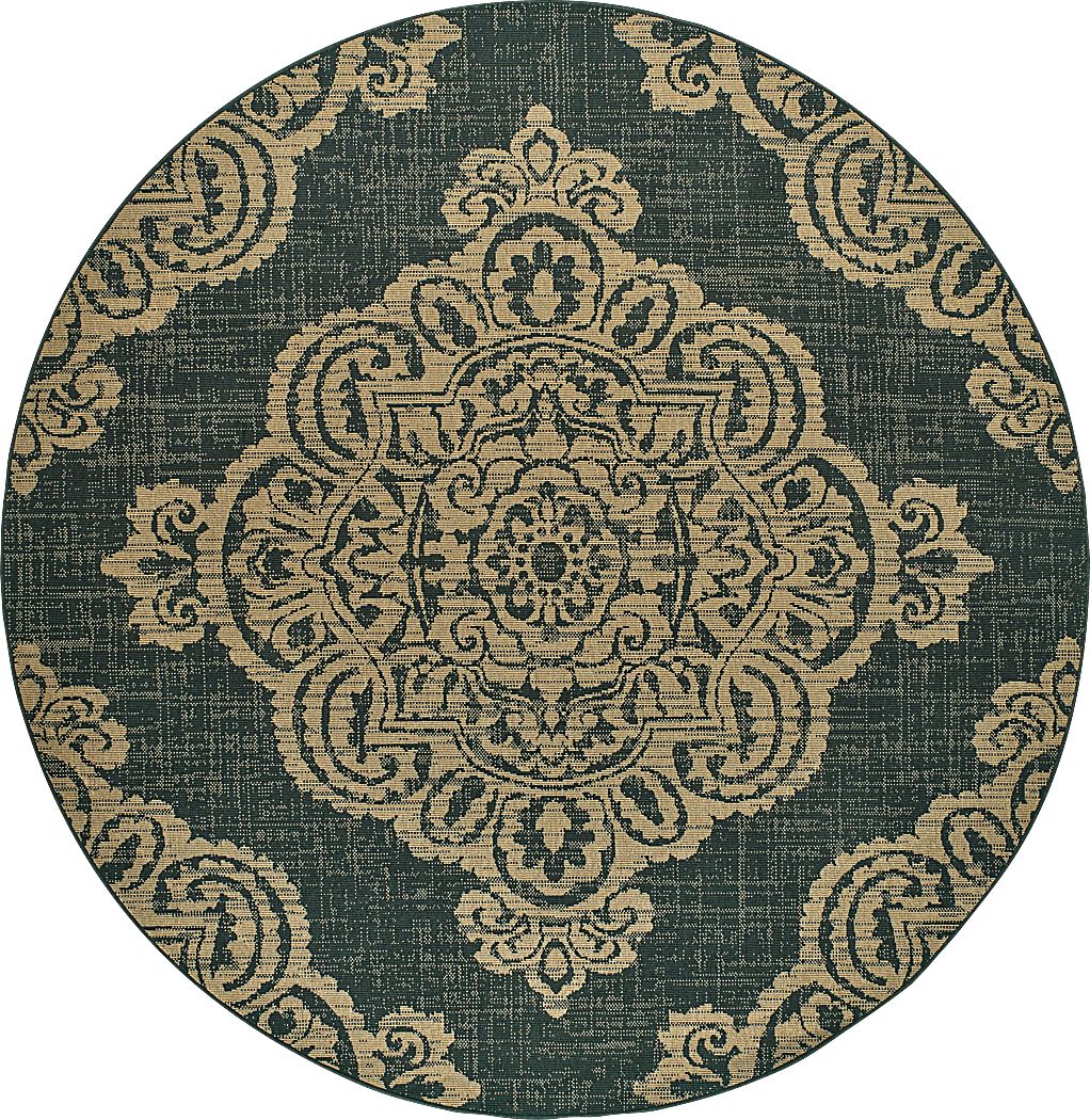 Hamiller Black 7'10 Round Indoor/Outdoor Rug