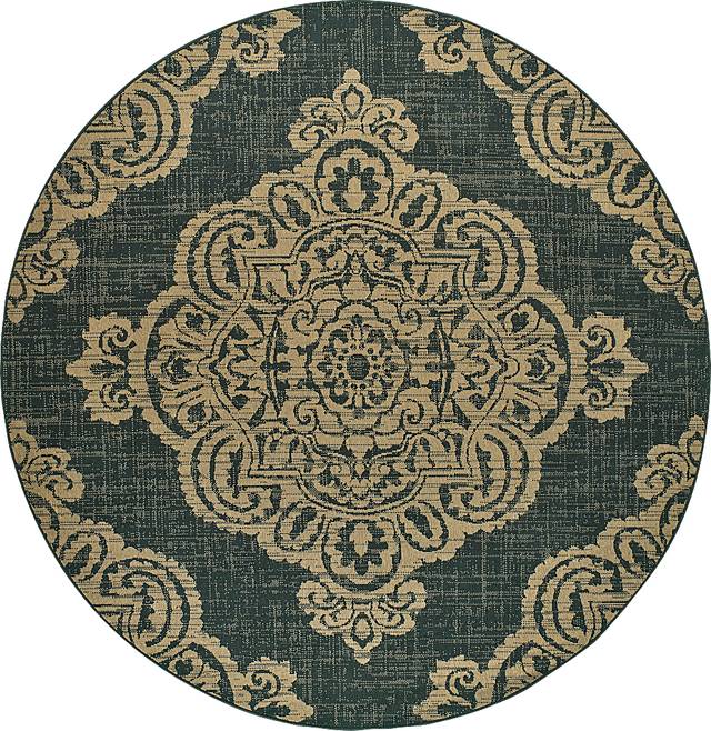 Hamiller Black 7'10 Round Indoor/Outdoor Rug - Thumbnail - Image 1