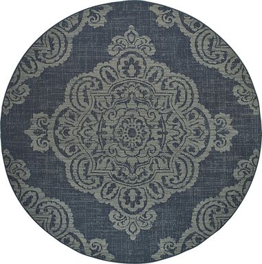 Hamiller Blue 7'10 Round Indoor/Outdoor Rug