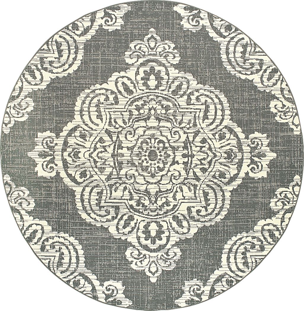 Hamiller Gray 7'10 Round Indoor/Outdoor Rug Rooms To Go