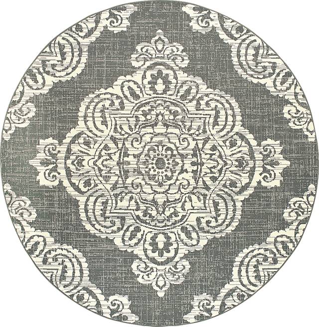 Hamiller Gray 7'10 Round Indoor/Outdoor Rug - Thumbnail - Image 1