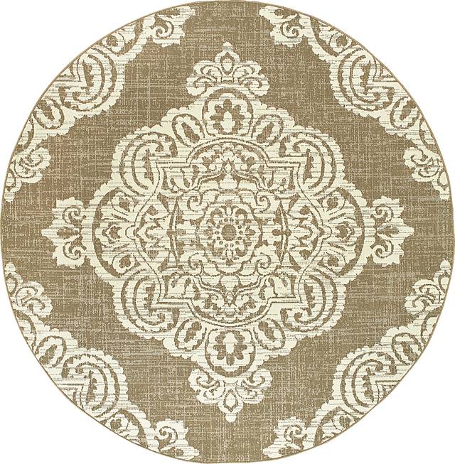Hamiller Tan 7'10 Round Indoor/Outdoor Rug - Thumbnail - Image 1