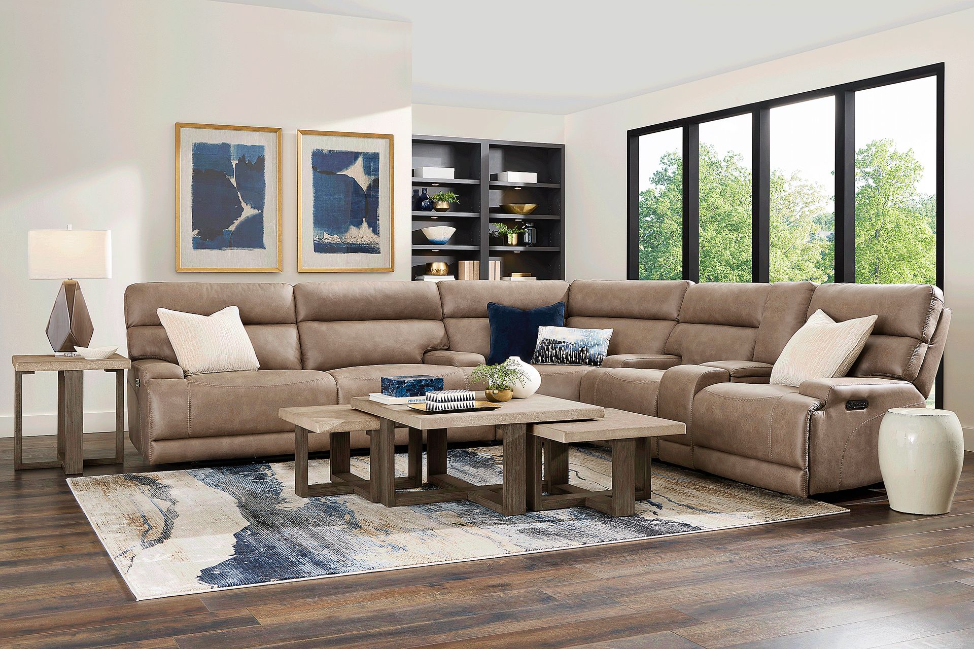 Hamilton Mushroom 3 Pc Dual Power Reclining Sectional - Image 3