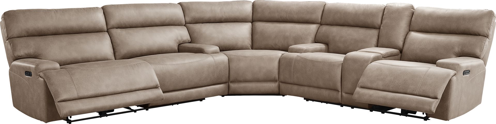 Hamilton Mushroom 3 Pc Dual Power Reclining Sectional - Image 1