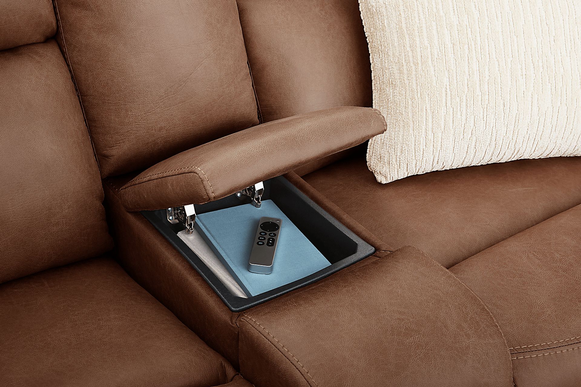 Hamilton Tobacco Dual Power Reclining Console Loveseat - Image 5