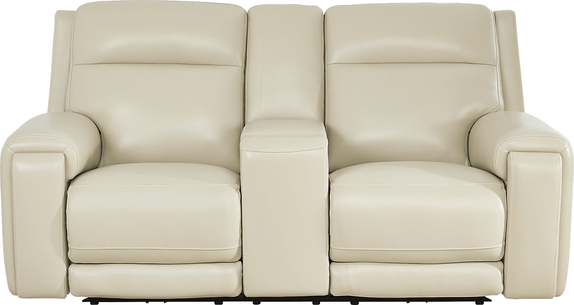 Hammond Park Beige Leather Triple Power Reclining Console Loveseat - Image 3