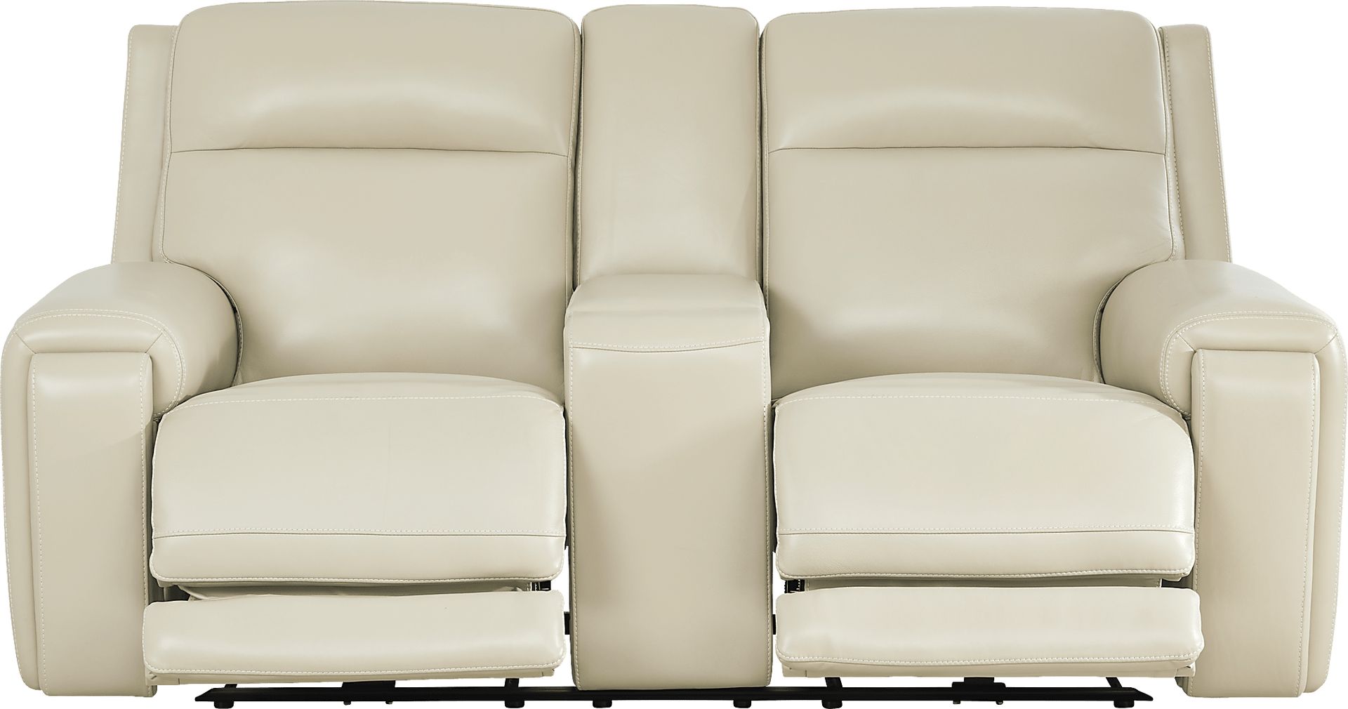 Hammond Park Beige Leather Triple Power Reclining Console Loveseat - Image 1