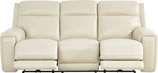 Hammond Park Beige Leather Triple Power Reclining Sofa - Thumbnail - Image 1