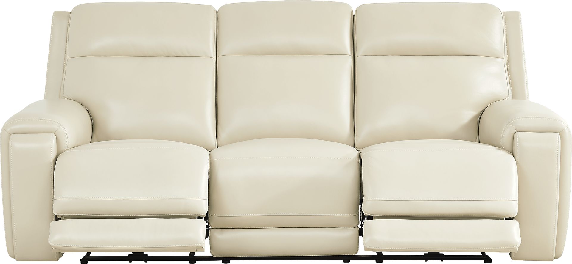 Hammond Park Beige Leather Triple Power Reclining Sofa - Image 1