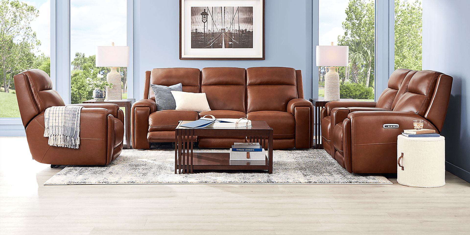 Hammond Park Brown Leather Triple Power Reclining Sofa - Image 2